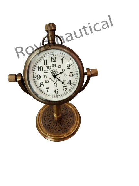 Ancienne horloge électrique double face acier revêtu bleu déco
