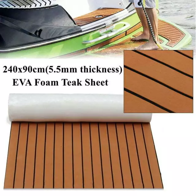 240×90cm Boat Decking EVA Foam Sheet Marine Teak Flooring EVA Yacht Carpet Brown