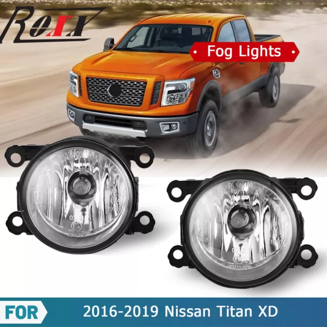 PAIR Front Fog Light Lamp For Nissan Titan XD 2016 2017 2018 2019 Replacement US