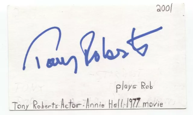 Tony Roberts Signed 3x5 Index Card Autographed Signature Actor Annie Hall