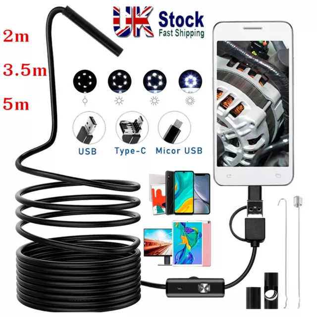 5.5mm USB Endoscope Borescope Inspection Tube HD Camera For Android Phone NEW