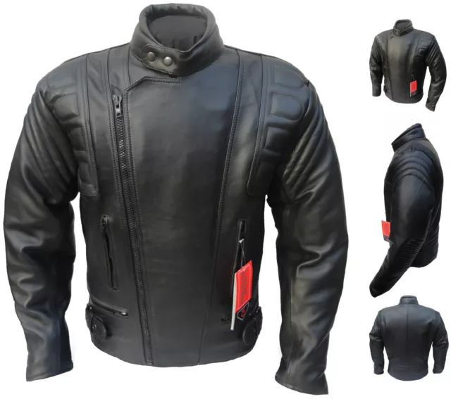 CE ARMOURED Leather Motorcycle Motorbike Racing Jacket XS - 11XL