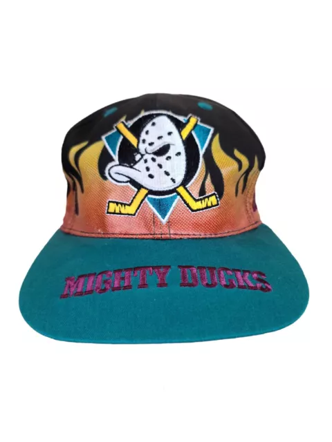 Vintage 1990s Anaheim Mighty Ducks NHL Hat  Annco "On Fire" Snapback NWT