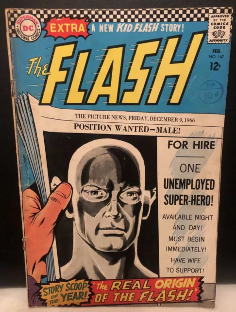 THE FLASH #167 Comic Dc Comics 1967 Silver Age 2.5