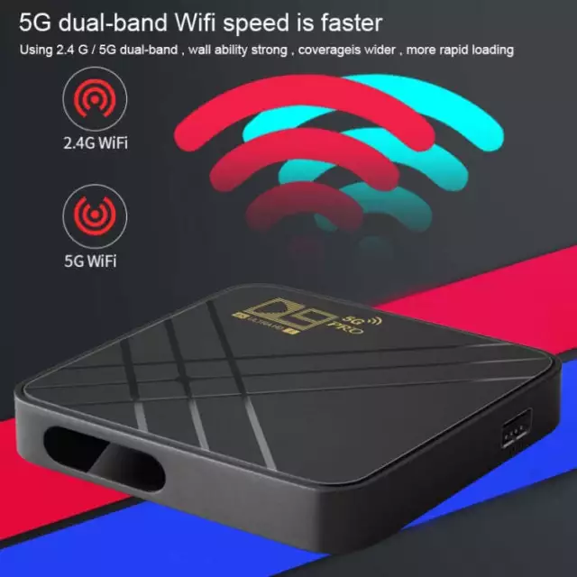 D9 PRO 2.4G/5G WIFI 4K HD Android TV Box, 8GB+128GB  (UK Plug)