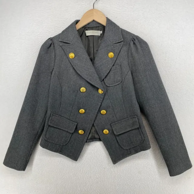 STELLA MCCARTNEY Jacket Womens 4 Blazer Double Breasted Gold Buttons Gray