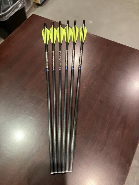 6 Easton Beman Pork Chop Crossbow Carbon Bolts 22" Flat Back Nocks Yellow Fletch