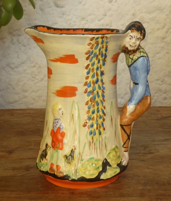 Vintage Character Jug Pitcher Vase Jack & Beanstalk 20th Century Art Deco Retro 