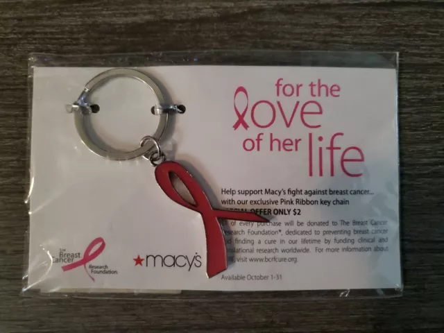 Pink Ribbon Breast Cancer Support Key Chain Purse, or Backpack Charm From Macy's