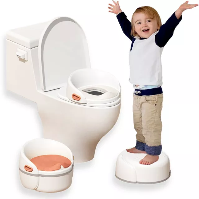 3 IN 1 Kids Potty Training  Detachable toilet seat and Stool Soft Cushion