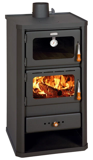 Poêle Classe A Poêle à Bois PRITY WD W24 D - 24,3 KW - Classe A - Crème Et Noir - Chauffage Central Poêle Haut Rendement