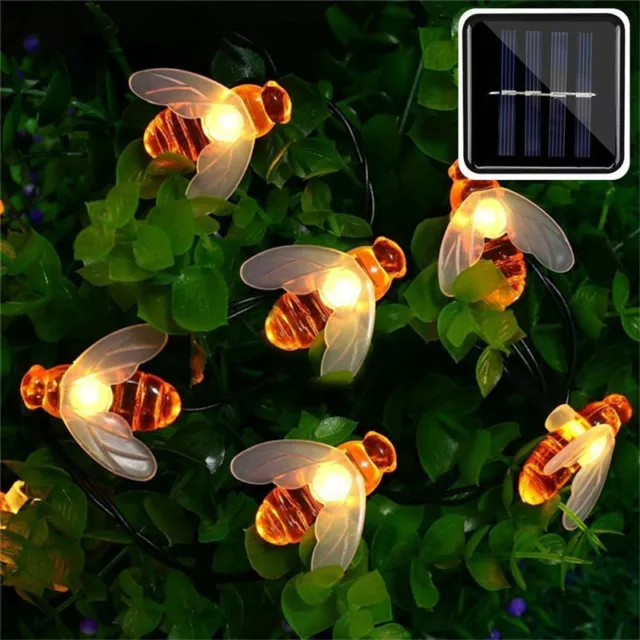 Solar Powered Cute Honey Bee Led String Fairy Light 100LEDs Lumières de jardin