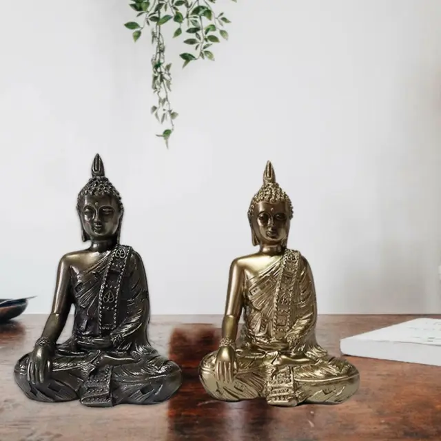 Buddha Statue Feng Shui Figurines Resin Sculpture Tabletop Meditation Decors