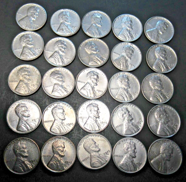 1 Roll Of 50 1943-P Vg Or Btr Steel Wheat Pennies From Estate Coin Collection