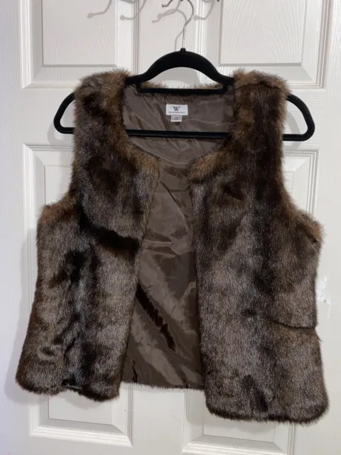 WORTHINGTON Women’s faux fur vest Size Medium dark brown