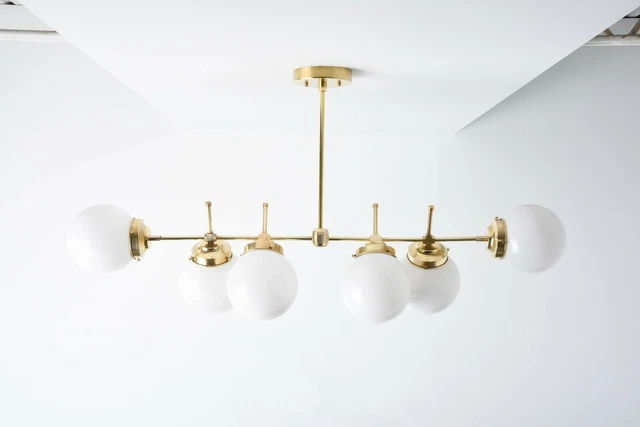 Modern Globe Chandelier Linear Mid Century Lamp Sputnik Ceiling Light Fixture