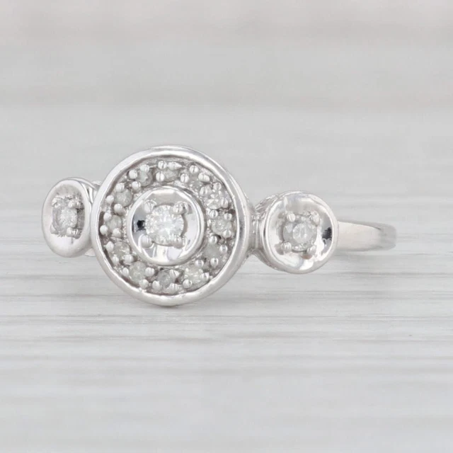0.12ctw Rund Diamant Halo Ring 10k Weißgold Größe 6.75 Verlobung