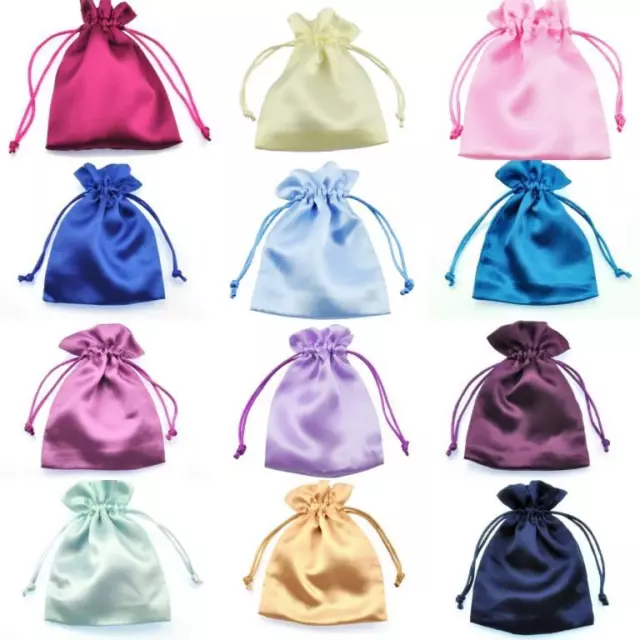 Silky Satin Wedding Favour Gift Bags Drawstring Jewellery Pouches Wholesale UK