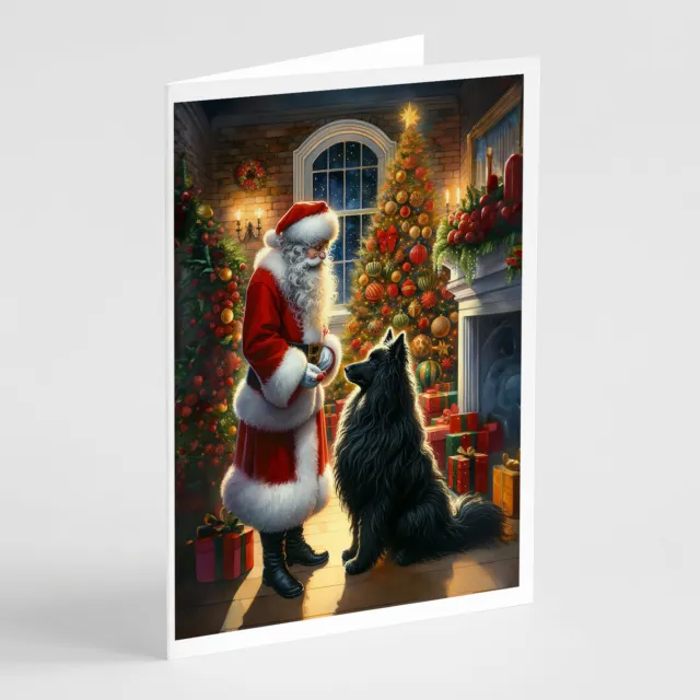 Belgian Sheepdog Santa Claus Greeting Cards Envelopes 8 Pack DAC4067GCA7P