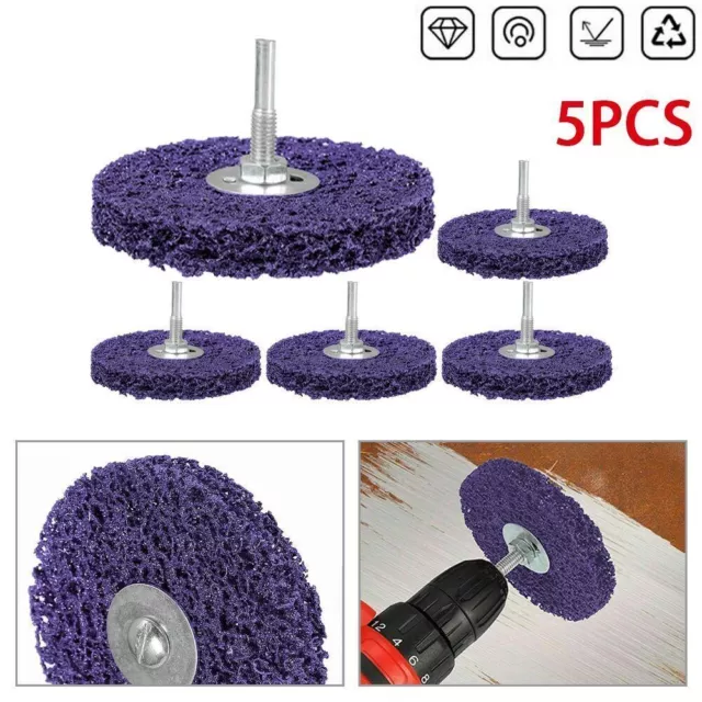 5 Pcs Poly Strip Disc Wheel Paint Rust Removal Clean For Angle Grinder 100mm UK 3