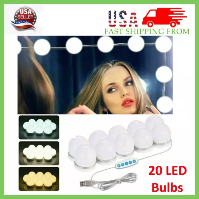 Make Up Mirror Lights 20 LED Kit Bulbs Vanity Light Dimmable Lamp Hollywood