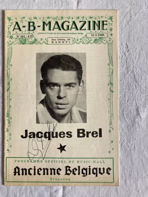 Programme Spectacle Brel Dedicace Ancienne Belgique 1960