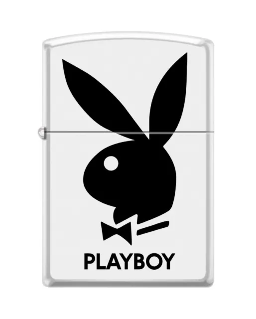 Playboy Classic Black Bunny Logo - White Matte Zippo Lighter