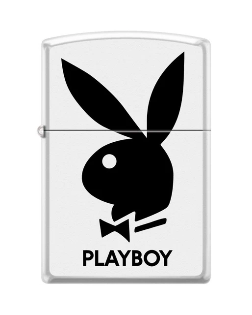 Playboy Classic Black Bunny Logo - White Matte Zippo Lighter