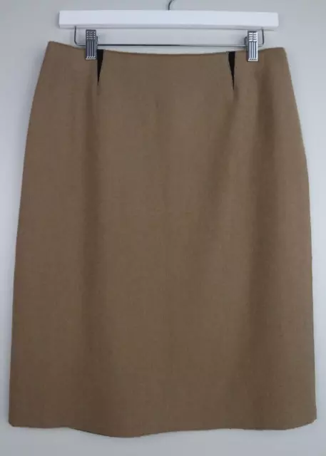 AUTH Calvin Klein Collection Pencil Cashmere Wool Pencil Skirt Sz 8 Tan Camel