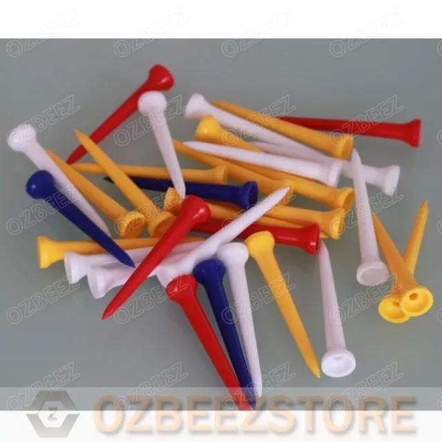 100 X All Plastic 54mm golf tees medium for driver assorted mixed colors