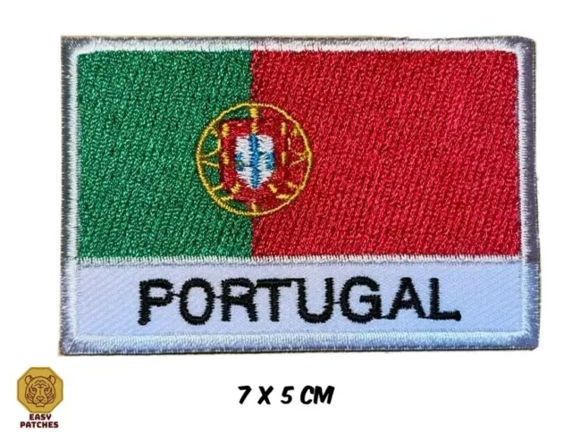 Portugal Flag Embroidered Iron / Sew On Patch Football T Shirt Embroidery Badge