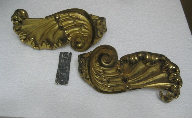 Antique Ornate PAIR Gilt Brass Bronze Ormolu Curtain Tie Backs