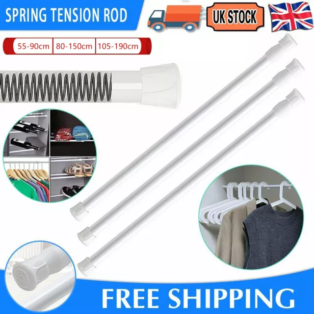 Telescopic Wardrobe Rod Curtain Rod Spring Loaded Net Voile Tension Curtain Rail