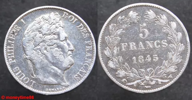 FRANCE ! 5 Franc Louis Philippe I,  1845 W, Lille, en TB+