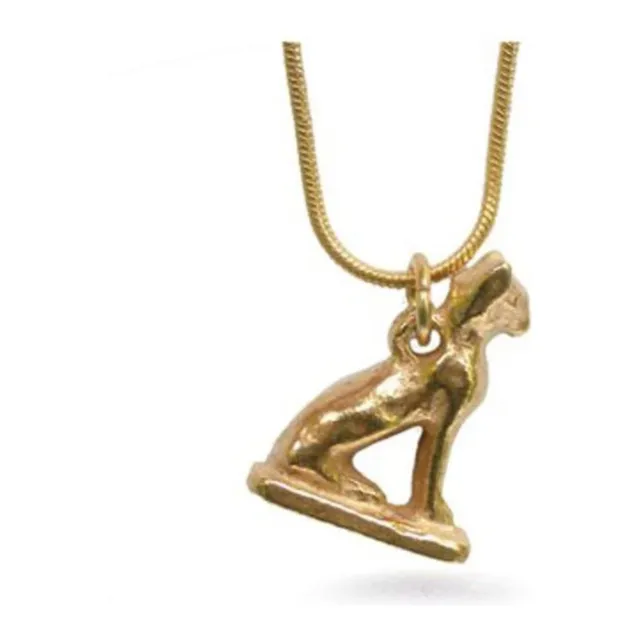 18K Gold Plated Egyptian Bastet Cat Charm Pendant Necklace Museum Collection