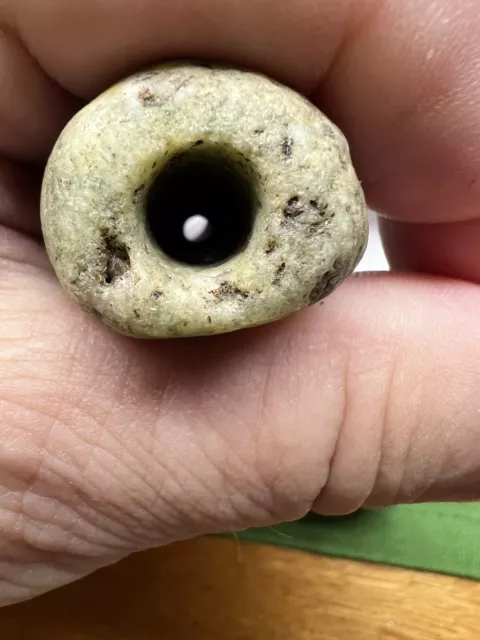 Ancient Giant Olmec Greenstone Bead Pre-Columbian 42.6 X 24.1 X 19.9 mm 3