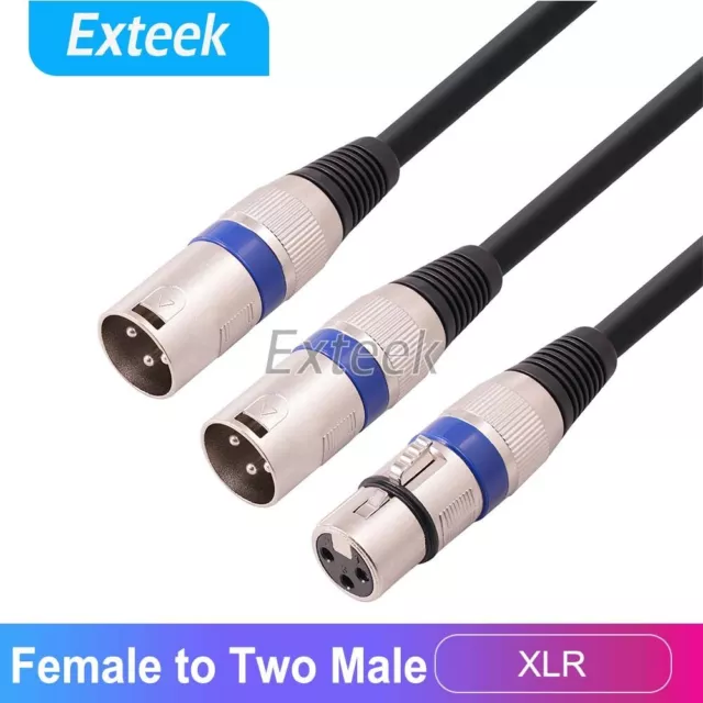 One 1 x Female to Two 2 x Male XLR Y Splitter Adapter Cable Lead Short Dual DMX