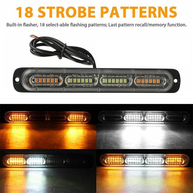 7.5" 12/24V 3030 LED Strobe Flash Light Warning Amber White For Truck Motorcycle