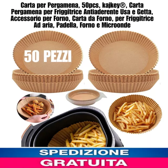 50pz Carta x Pergamena usa e getta x Friggitricead Aria, Forno, Padella ecc ecc