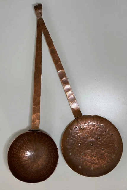 Lot De 5 Ustensiles De Cuisine En Cuivre Et Laiton + Support – Déco Vintage