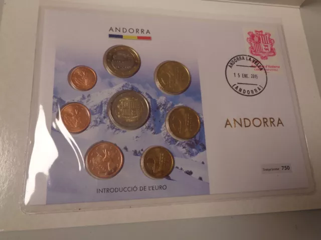 ANDORRA 2014 - KMS Kursmünzensatz ab 1 Cent -  2 Euro im Numisbrief, stgl.