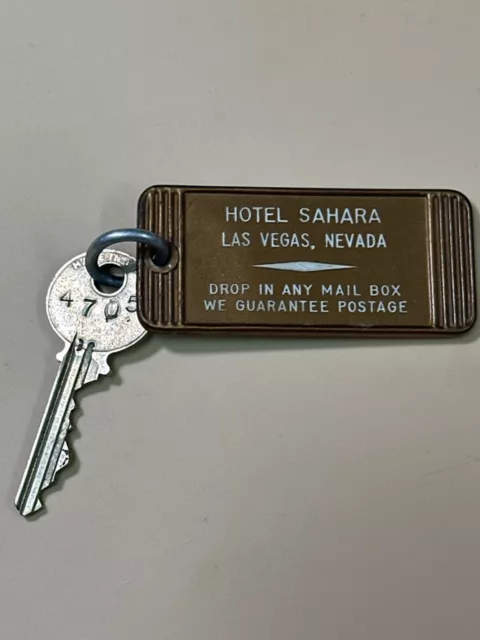 "Hotel Sahara" Motel Room Key Fob & Key Las Vegas Nevada #4705 RARE