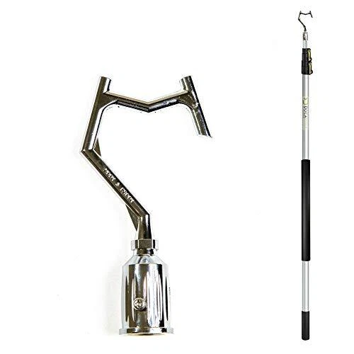 DocaPole 5-12 Foot 20 ft Reach Hook with Telescopic Extension Pole for Hangin...