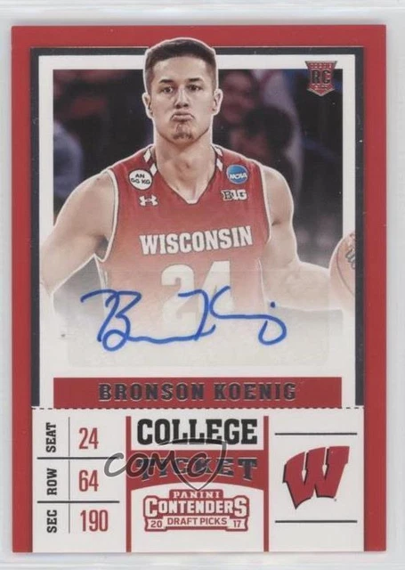 2017-18 Panini Contenders Draft Picks College Bronson Koenig #124 Auto