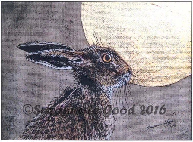 HARE ART PRINT Moon gazing Large from original canvas painting Suzanne ...