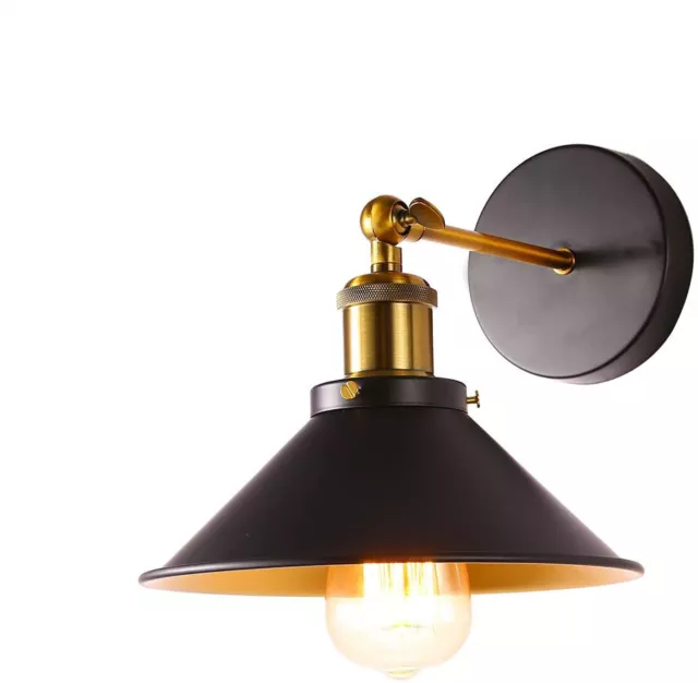Vintage Lámpara de Pared Retro Industrial Negro Pantalla E27 Ajustable LED