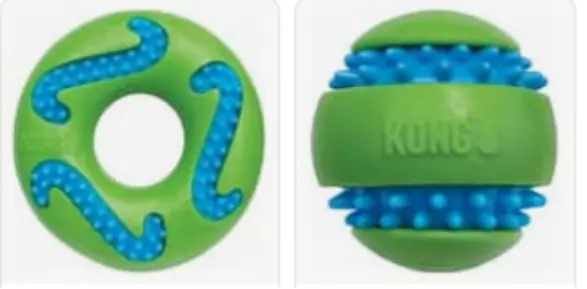 KONG Squeezz Goomz Dog Toy Puppy Ball or Ring Squeaks Dental Aid M or XL