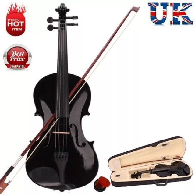 Full 4/4 Size Acoustic Violin Set With Case Adult Bow Rosin Bridge For Beginner