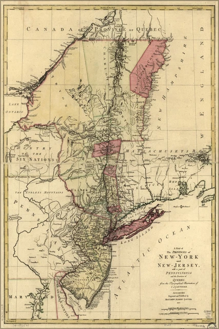 POSTER, MANY SIZES; Map Of New York State & New Jersey 1777 EUR 25,64
