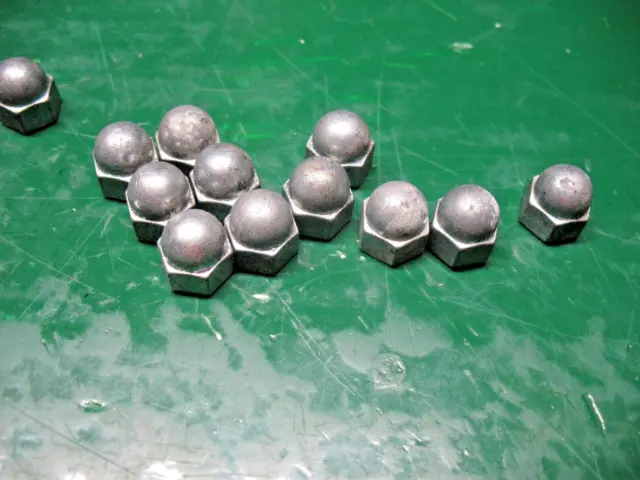 Vintage Acorn Nuts (12) Total  1/4'' X 20 Tpi Hex  Non  Ferrous Zinc Plated